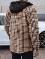 Pánska zateplená bunda s kapucňou béžová FashionStreet TX4955