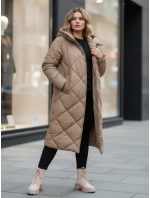 Dámska prešívaná zimná bunda s kapucňou FEMACOAT khaki FashionStreet TY5477