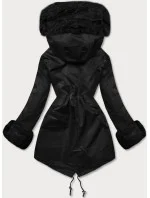 Parka s kožušinovou podšívkou čierno-čierna (5M763-392A)