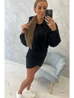 Zateplené šaty s obálkovým dnom čierne