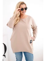 Dámska blúzka v nadmernej veľkosti s predĺženým chrbtom a dlhými rukávmi Camel