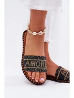 Klapki Damskie Na Płaskim Obcasie Ze Zdobieniem Czarne Dorfedi