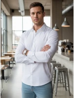 Pánska elegantná hladká biela košeľa REGULAR FIT FashionStreet DX2540