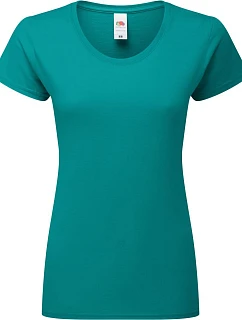 Fruit of the Loom Lady-Fit Iconic 195 T Dámske tričko z hrubej bavlny 16.1424 ocean teal