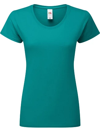 Fruit of the Loom Lady-Fit Iconic 195 T Dámske tričko z hrubej bavlny 16.1424 ocean teal