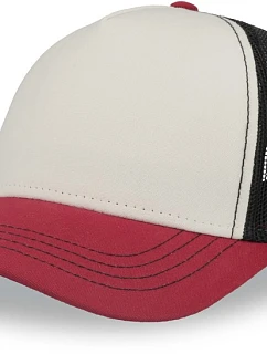 Atlantis Headwear Rapper Canvas-S 5-panelová truckerová čiapka 33.0234 biela/bordová/čierna