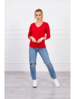 Blúzka s výstrihom do V červená