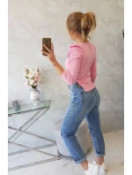 Blúzka s buffovými rukávmi svetlo ružová