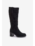 Kozaki Damskie Na Słupku Przed Kolano Czarne Erisorae