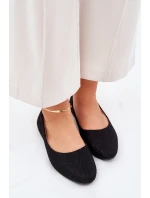 Baleriny Damskie Płaskie Z Brokatem Czarne Tatorelis