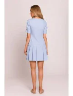 M842 Džínsové šaty so záhybmi - svetlomodré