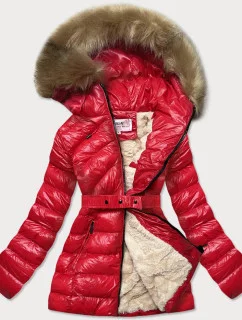 Lesklá zimná bunda pre medvedíka červená (w674)