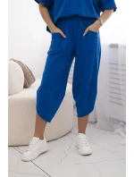 Súprava bavlnená blúzka + nohavice chrpová modrá