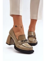 Lakierowane Czółenka Na Masywnym Obcasie Zielone Terimene