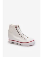 Trampki Damskie Na Koturnie Cross Jeans NN2R4004 Białe