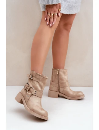 Dámske kožené nízke topánky s remienkami Zazoo 3644 Beige
