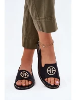 Sandały Damskie Na Płaskim Obcasie Z Ozdobą S.Barski KV51-002 Czarne