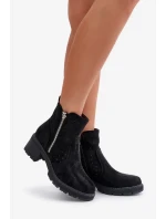 Dámske členkové čižmy so vzorom Azura Heel Black Oviria