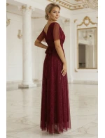 Dlhé lesklé šaty 635-5 MELANIA bordová - Numoco Dlhé lesklé šaty 635-5 MELANIA bordová - Numoco