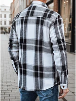 Pánska kockovaná flanelová košeľa DX2673 black and white - FashionStreet