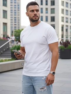 Pánske klasické biele tričko FashionStreet RX5672