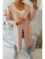 Dlhý kabát s kapucňou tmavo púdrovo ružový Dlhý kabát s kapucňou tmavo púdrovo ružový