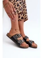 Klapki Damskie Z Klamrami Czarne Fronila