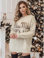 Dámsky sveter MIU MIU v jednej veľkosti s očkami béžový FashionStreet MY2346