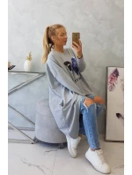 Blúzka oversize s potlačou šedá