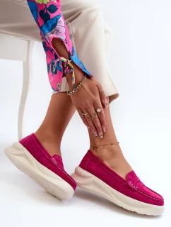 Zamszowe Damskie Mokasyny Fuksja Filidia