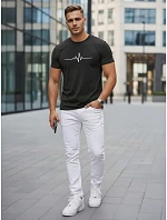 Pánske bavlnené tričko s EKG líniou čierne FashionStreet NX5098R Pánske bavlnené tričko s EKG líniou čierne FashionStreet NX5098R