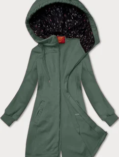 Dámska dlhá mikina s kapucňou LHD šedo-zelená (AMG-693A)