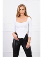 Blúzka s rebrovaným výstrihom biela