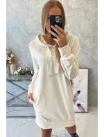 Velúrové šaty s kapucňou ecru