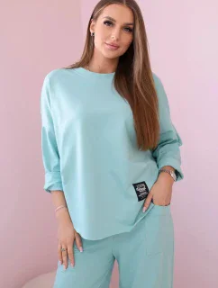 Bavlnená mikina nohavice set mätová