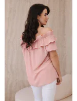Španielska blúzka s ozdobným volánom púdrovo ružová Španielska blúzka s ozdobným volánom púdrovo ružová