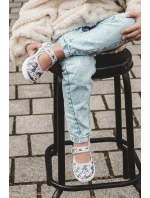 Dziecięce Baleriny W Kwiatuszki Granatowo-Szare Noah