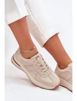 Skórzane Damskie Buty Sportowe Sneakersy Daniel Lopez Just Dare SS2D4043 Beżowe