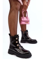 Damskie Ocieplane Botki Z Ozdobnymi Guzikami D&A MR870-51 Czarne