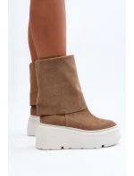 Zazoo 3410 Zamszowe Damskie Botki Na Masywnej Platformie Beżowe Zazoo 3410 Zamszowe Damskie Botki Na Masywnej Platformie Beżowe