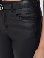 Dámske voskované skinny džínsy čierne FashionStreet UY2750