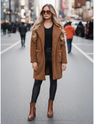 Dámsky zimný kabát Teddy Fur Brown FashionStreet NY0752z