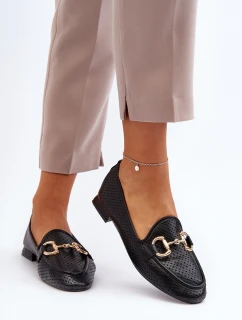 Mokasyny Damskie Na Płaskim Obcasie Z Ozdobą Czarne Iluvana