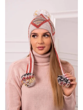 Dámska klapka na uši Eunika K322 béžová+červená