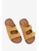 Dámske papuče na korkovej platforme so zlatými prackami Yellow Tovessa