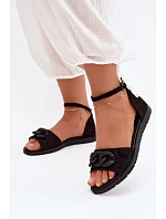 Dámske ploché sandále s reťazou Vinceza 17320 Black Dámske ploché sandále s reťazou Vinceza 17320 Black