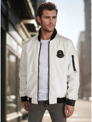 Pánska prechodná bunda bomber béžová FashionStreet TX5028 Pánska prechodná bunda bomber béžová FashionStreet TX5028