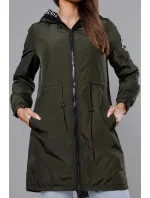 Tenká dámska bunda vo farbe khaki s ozdobnou lemovkou (1811)