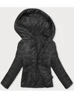 Čierna krátka dámska prešívaná bunda (B8185-1)