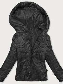 Čierna krátka dámska prešívaná bunda (B8185-1)